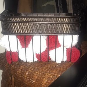 Towel organization for bathroom or nice little metal storage bin.